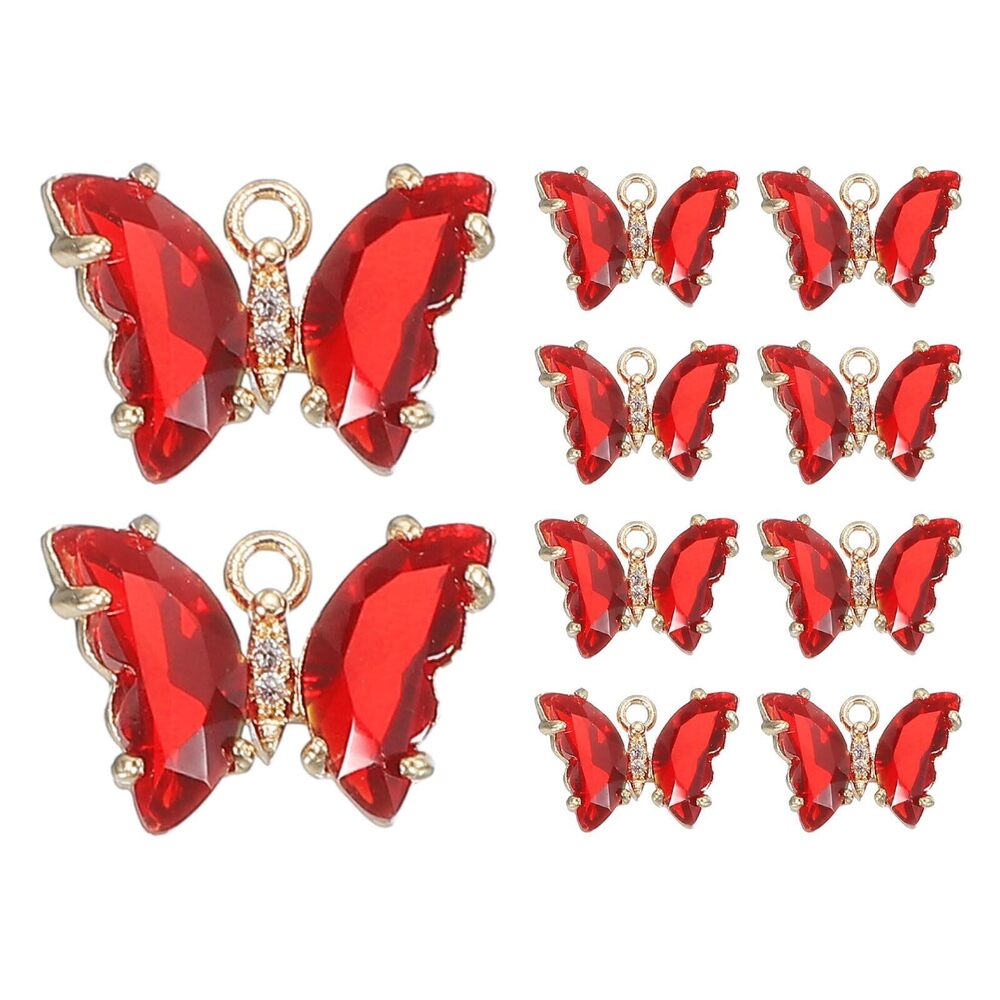 1745 10 Pcs Rhinestone Butterfly Charm Crystal Butterfly Rhinestones